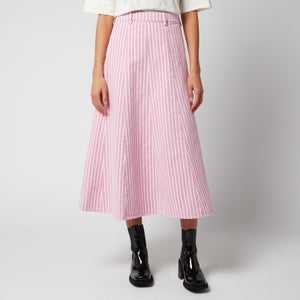 Ganni Women's Stripe Denim Midi Skirt - Moonlight Mauve