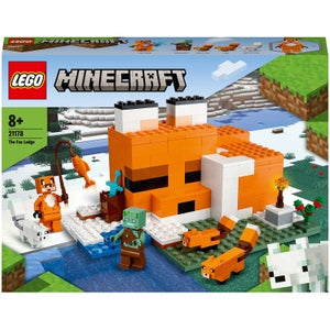 LEGO 21178 Minecraft De Vossenhut Speelgoed voor Kinderen van 8+ Jaar, Set met Verdronken Zombie en Dieren