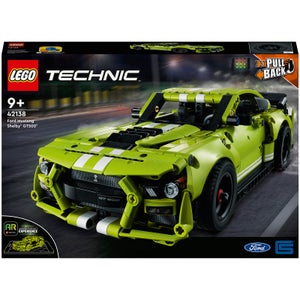LEGO 42138 Technic Ford Mustang Shelby GT500, Pull-back Drag Racing Modelauto voor Kinderen en Tieners met AR-app, Speelgoedauto