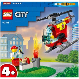 LEGO 60318 City Helicóptero de Bomberos, Juguete para Niños y Niñas Preescolares 4+ Años, con Mini Figura