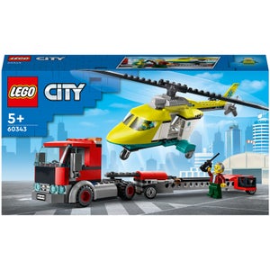 LEGO 60343 City Transporte del Helicóptero de Rescate, Juguete de Construcción