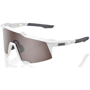 100% Speedcraft Sunglasses with HiPER Mirror Lens - Matt White/ Silver