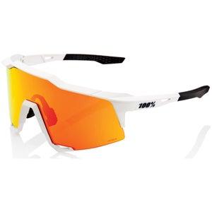 100% Speedcraft Sunglasses with HiPER Multilayer Mirror Lens - Soft Tact/Off White/Red