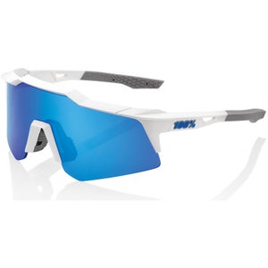 100% Speedcraft XS Sunglasses with Multilayer Mirror Lens - Matt White/Blue