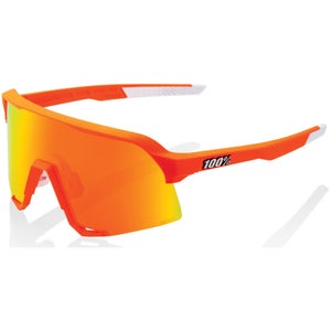 100% S3 Sunglasses with HiPER Multilayer Mirror Lens - Neon Orange/Red