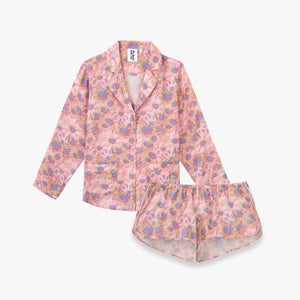Women's Hazy Daisy Pyjama Set (Top & Shorts) - Spectrum Blue