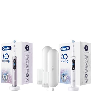 Oral B iO9 Duo Pack White & Rose Electric Toothbrush with Charging Case
