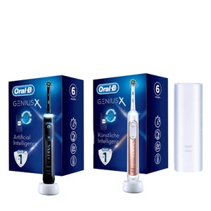 Oral-B Genius X Elektrische Tandenborstel Duopack Zwart & Rose Gold + Travel Case