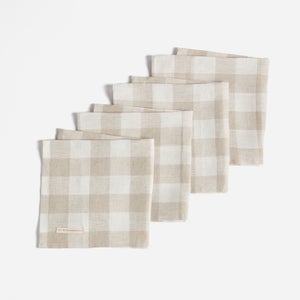 ïn home Linen Gingham Napkin - Natural - Set of 4