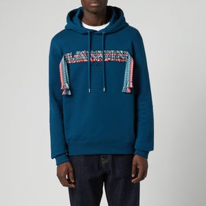 Lanvin Men's Embroidered Curb Hoodie - Petrol Blue