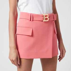 Balmain Women's Short Low-Rise Belted Gdp Skirt - Pink