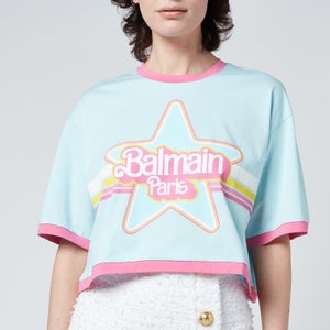 Balmain Women's Barbie Cropped Balmain Printed T-Shirt - Multi