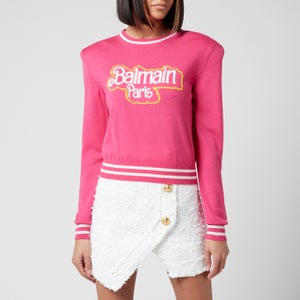 Balmain Women's Barbie Cropped Balmain Knitted Pullover - Pink