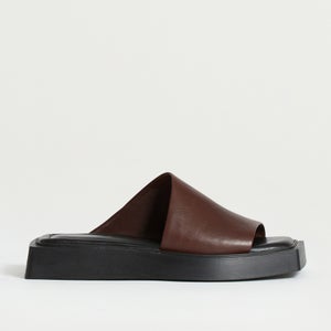 Vagabond Women's Evy Leather Square Toe Sandals - Chocolate