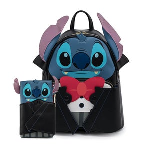 Loungefly Disney Vampire Stitch Bow Tie Mini Backpack and Wallet Set