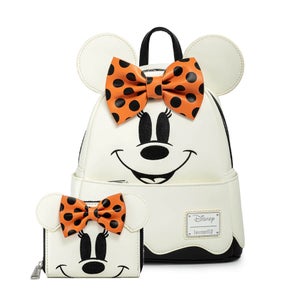 Loungefly Disney Ghost Minnie Glow In The Dark Cosplay Mini Backpack and Wallet Set