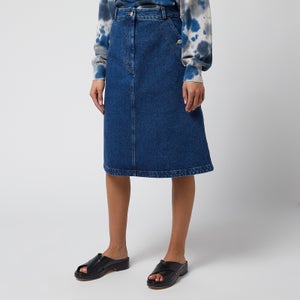 KENZO Women's Denim Mid Length Skirt - Navy Blue
