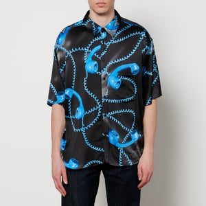 Martine Rose Men's Oversized Phone Print Short Sleeve Shirt - Black/Blue