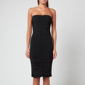 Alexander Wang Women's Ruched Strapless Midi Dress With Elastic Logo - Black