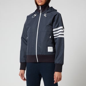 Thom Browne Women's Full Zip Hooded Varsity Jacket - Navy
