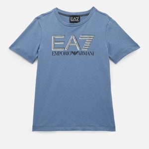 EA7 Boys' Train Visibility Large Logo T-Shirt - Blue