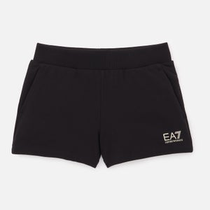 EA7 Girls' Train Shiny Logo Shorts - Black