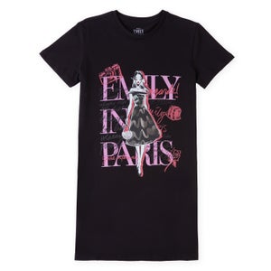 Emily In Paris Small Town Women's T-Shirt Dress - Black