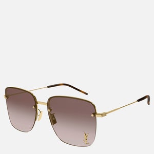 Saint Laurent Square Frame Sunglasses - Gold/Brown