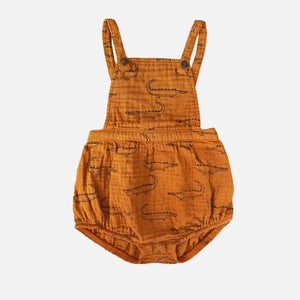 Sproet + Sprout Salopette Croco Print Romper - Clay