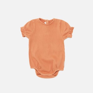 Sproet + Sprout Babies Balloon Sleeve Rib Romper - Cafe