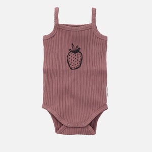 Sproet + Sprout Babies Strap Rib Strawberry Romper - Orchid