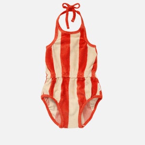 Sproet + Sprout Stripe Terry Bodysuit - Poppy Red Stripe