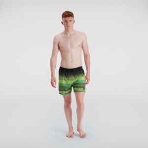 Pantaloncini da bagno Printed Leisure 40 cm da uomo Neri/Verdi
