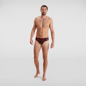 Herren Allover 7 cm Badehose Schwarz/Rot