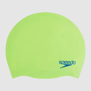 Junior Plain Moulded Silicone Swim Cap Green/Blue