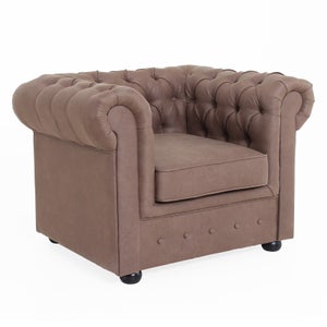 Chesterfield Faux Leather Armchair - Tan