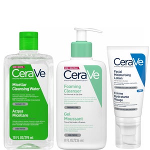 CeraVe Foaming 3 Step Double Cleanse and Moisturise Bundle