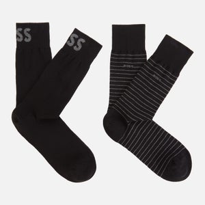 BOSS Bodywear Men's 2-Pack Stripe Socks - Black