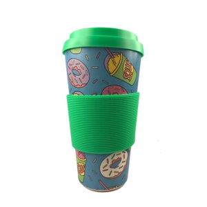 The Simpsons Donuts And Squishee Bamboo Travel Cup