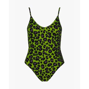 Les Girls Les Boys Leopard V-Neck Swimsuit Green