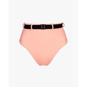 Acid wash effect high waist bikini bottoms light pink