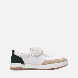 Clarks Older Kids' Fawn Hero Trainers - White/Green