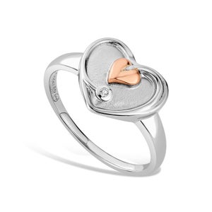 Clogau Tree of Life White Topaz Heart Ring - Sterling Silver/Gold