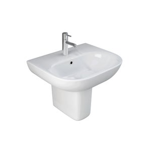Newton 550mm White Basin and Semi Pedestal with 1 Tap Hole