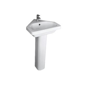 Falcon White Corner Basin and Slim Pedestal with 1 Tap Hole