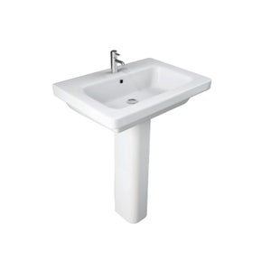 Falcon 650mm White Basin and Full Pedestal with 1 Tap Hole