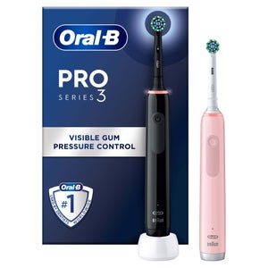 Oral B Pro 3900 Duo Pack of Two Electric Toothbrushes, Black & Pink