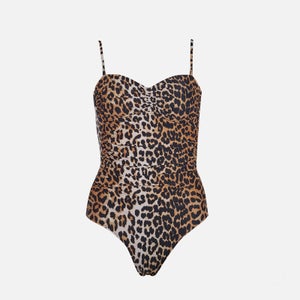 Ganni Women's Recycled Printed Core Swimsuit - Leopard