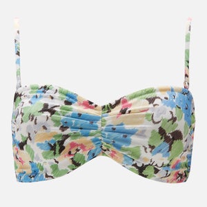 Ganni Women's Recycled Printed Floral Bikini Top - Floral Azure Blue