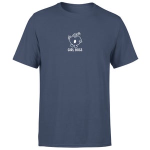 Mr Men & Little Miss Little Miss Bossy Girl Boss Embroidered Unisex T-shirt - Navy